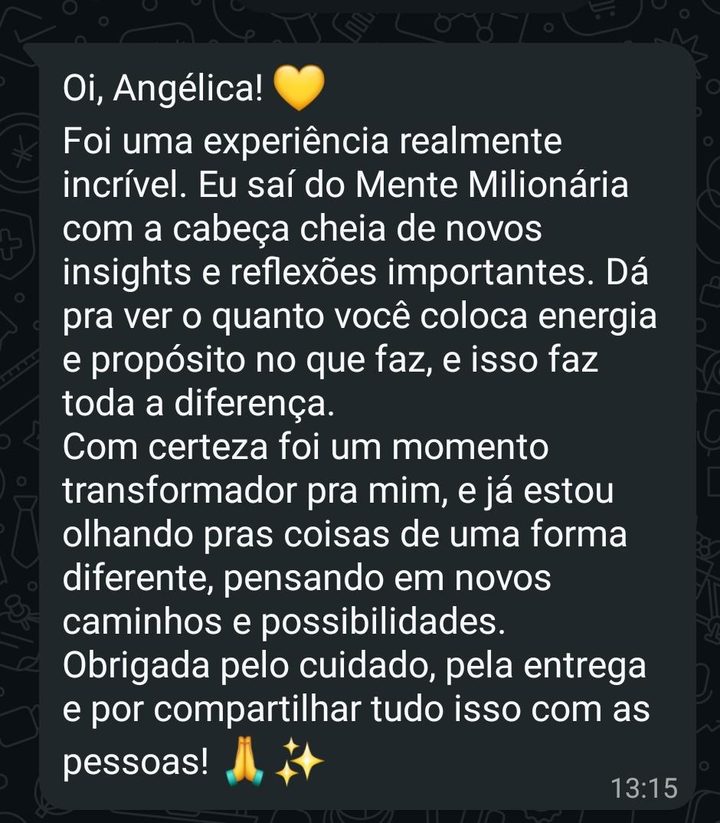 Depoimento real — Imersão Mente Milionária